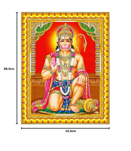 Lord Hanuman Ji Hanumanji Jai Bajrangbali Wall Painting Framed Home Decor (Wood,Acrylic,Gold,Small Size,6x8 Inch) R756S