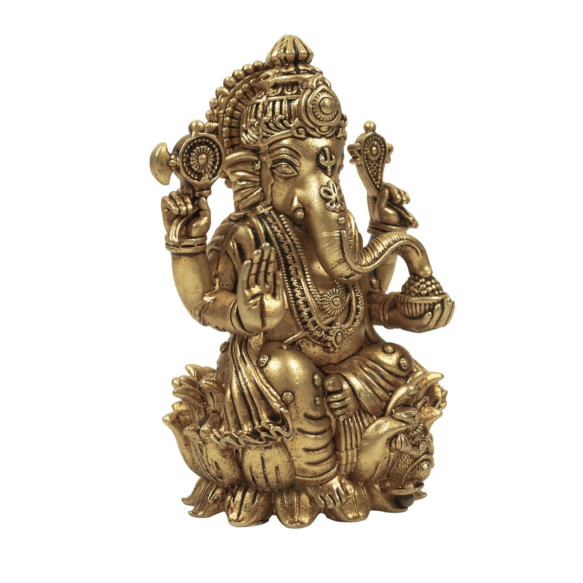 3.5 Inch Pure Brass Lord Ganesha Idol | Handcrafted Antique Finish Murti | Perfect for Pooja Room, Home Temple & Pooja | Ideal for Diwali, Housewarming & Festive Celebrations