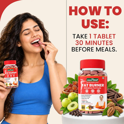 Jeena Sikho Fat Burner Advance Formula 60 Tablets, Ayurvedic Weight Loss Supplement for Men & Women, Helps Reduce Belly Fat & Improve Metabolism, With Amla, Guggul & Pipali