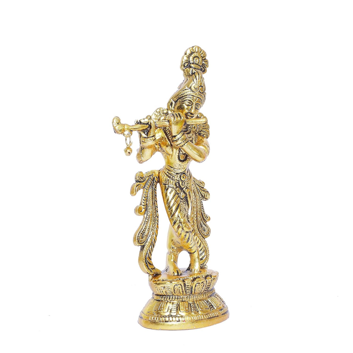 KridayKraft Lord Krishna Metal Statue,Krishna Murti Playing Flute for Temple Pooja,Decor Your Home,Office & Gift Your Relatives,Showpiece Figurines,Religious Idol,Gift Article...