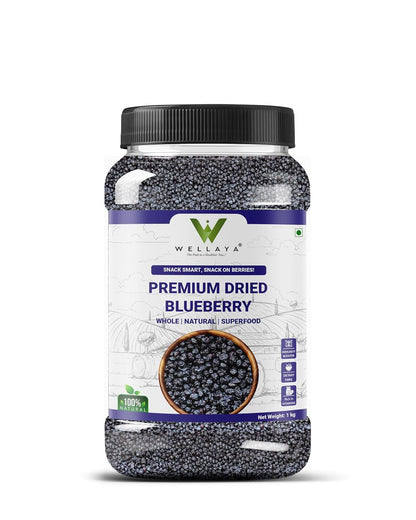 WELLAYA Premium Blueberry | Dry Fruit | High Nutrient and Antioxidant | Healthy & Tasty Whole & Dried Blueberry | Rich in Calcium and Vitamin K | Vegan