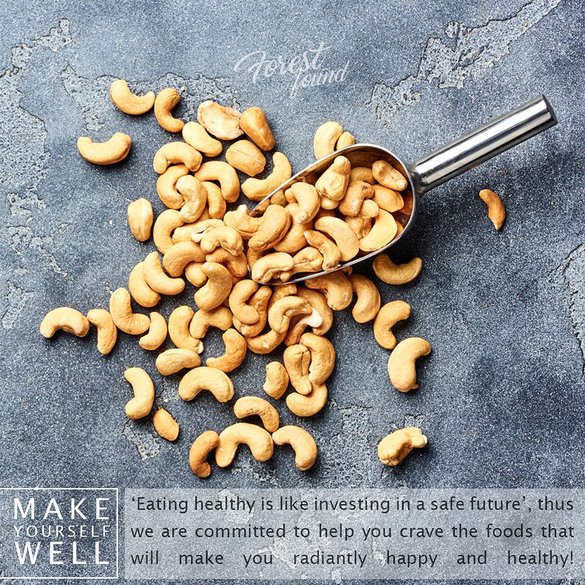 Forest Found Oven Roasted Cashews | Premium W320 Grade Whole Kaju Dry, Oil-Free & Low Sodium | Crunchy Healthy Vegan Snack - Gluten-Free | Cashew Nuts