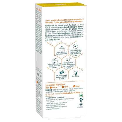 Himalaya Dark Spot Clearing Turmeric Face Serum | with 10% Glycolic Acid, 2% Niacinamide & Organically sourced Turmeric | Visibly Reduces Dark Spots from Day 7 | Clinically Tested | Non Staining | 15ml