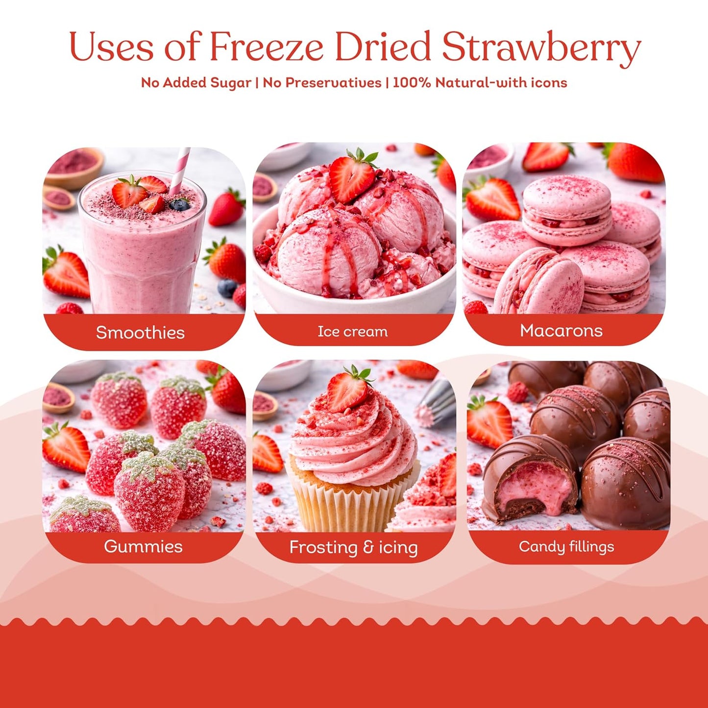 Freeze Dried Strawberry Powder- 60 grams Jar-Pack of 1 Nos | 100% Natural | No Added Sugar, Preservative-Free & Vegan | Processed in India