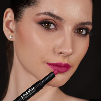 RENEE Poutstay Transfer Proof Lipstick, Smudgeproof & Transferproof, Long Lasting Matte Finish, Easy Glide Application, Infused with Hyaluronic acid, Vitamin E & SPF 20, Zia, 2 Gm