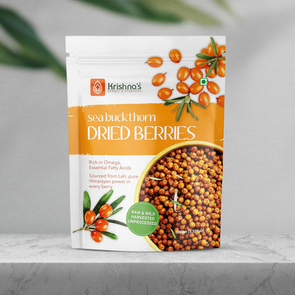Krishna’s Sea Buckthorn Dried Berries - 100g | Natural Himalayan Berries | Raw & Unprocessed | Rich in Omega 3, 6, 7, 9 & Natural Vitamin C | No Added Sugar or Preservatives
