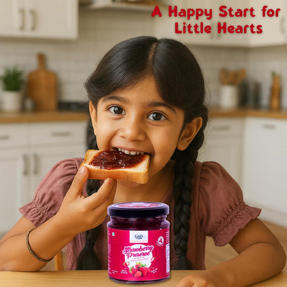 GAO FARM Natural Strawberry Jam & Preserve 200g | No Added Sugar, Vegan & Gluten Free | 100% Real Strawberries & Apple Juice | No Preservatives | Toast, Breakfast & Baking Spread