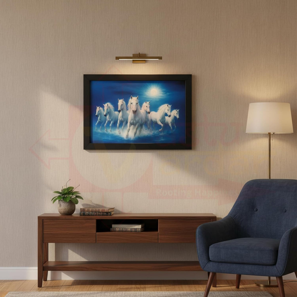 Sea Horse Scenery Painting with Frame | Natural Paintings for Living Room | Size 33 x 23 cm | Wall Scenery for Bedroom, Office, Home Decor |