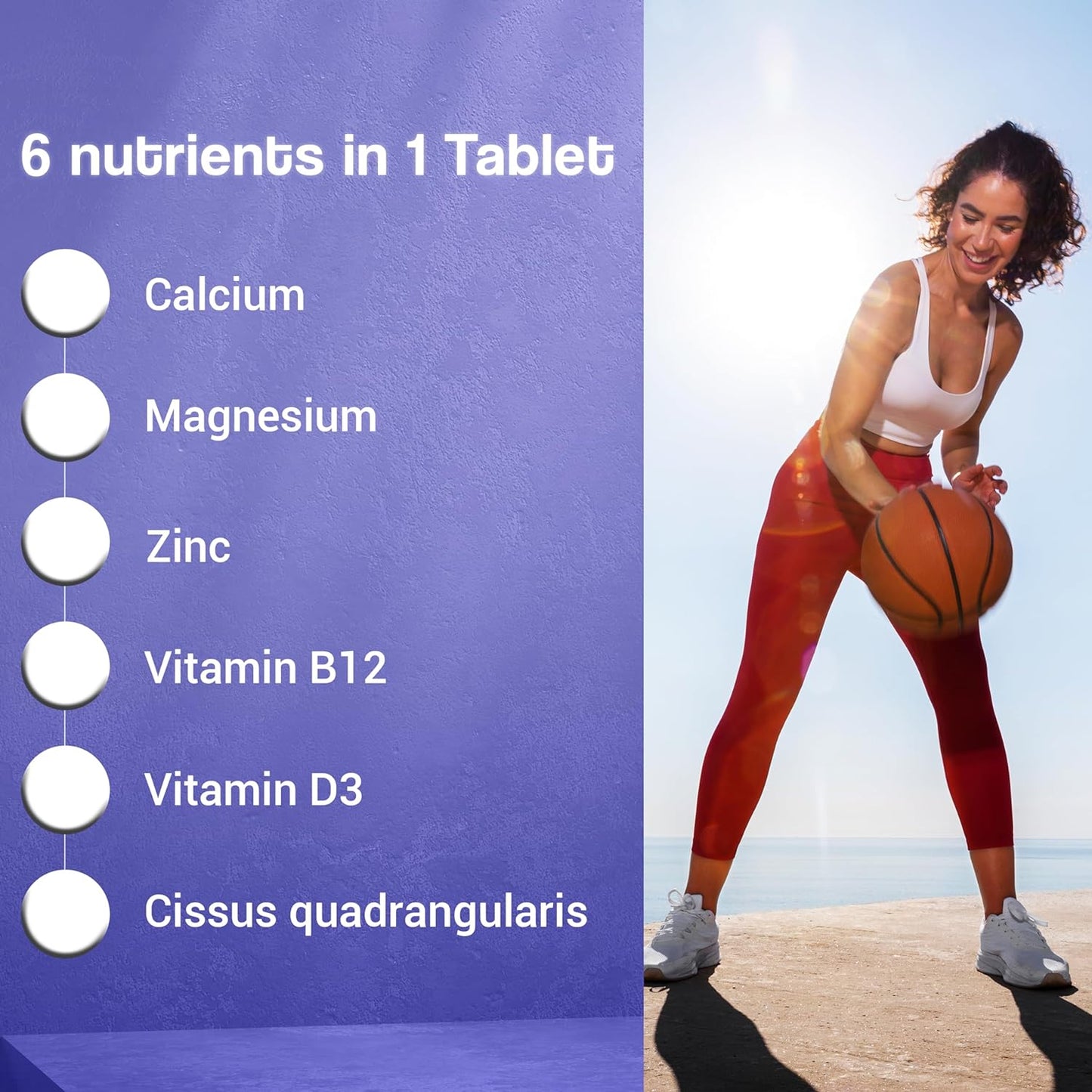 Zephivo HEALTH VEDA ORGANICS PRIVATE LIMITED Calcium, Magnesium, Zinc with Vitamin D3 & B12, 1000mg I 60 Veg Tablets | Support Strong Bones, Joints & Muscles | For Both Men & Women