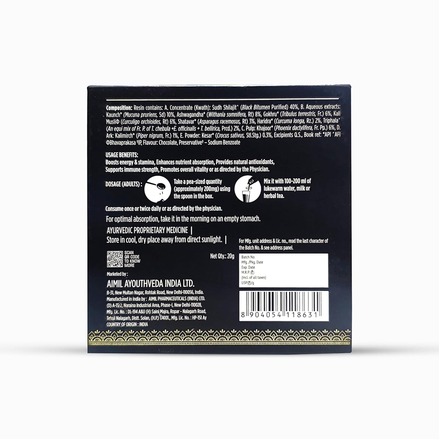 Ayouthveda Pure Himalayan Shilajit Resin | Authentic Ayurvedic Rasayana for Energy, Stamina & Vitality | Fulvic Acid–Rich | Supports Strength, Endurance & Nutrient Absorption | For Women & Men |20g