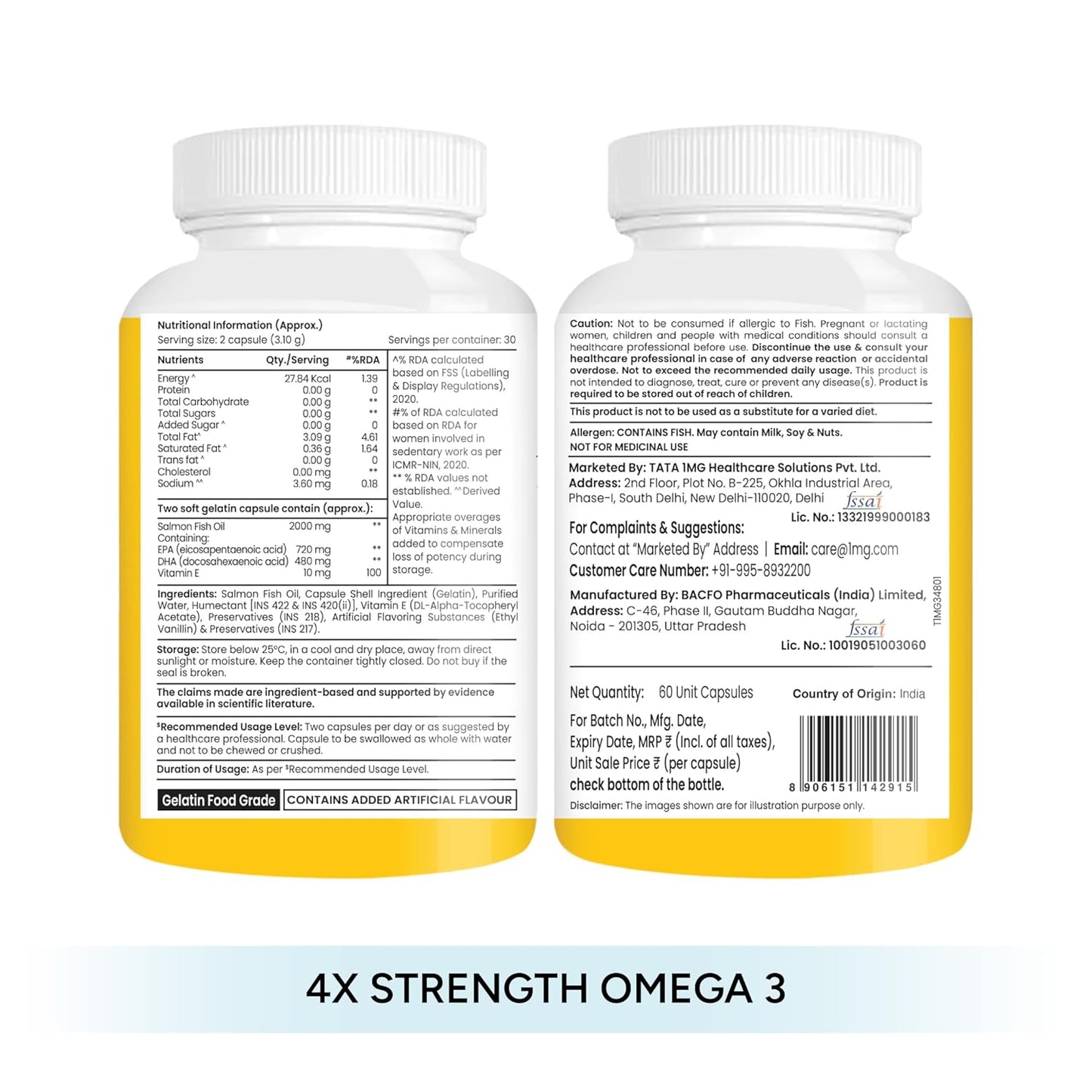 Tata 1mg Salmon 4x 60 + Tata 1mg Vitamin D3 K2 60