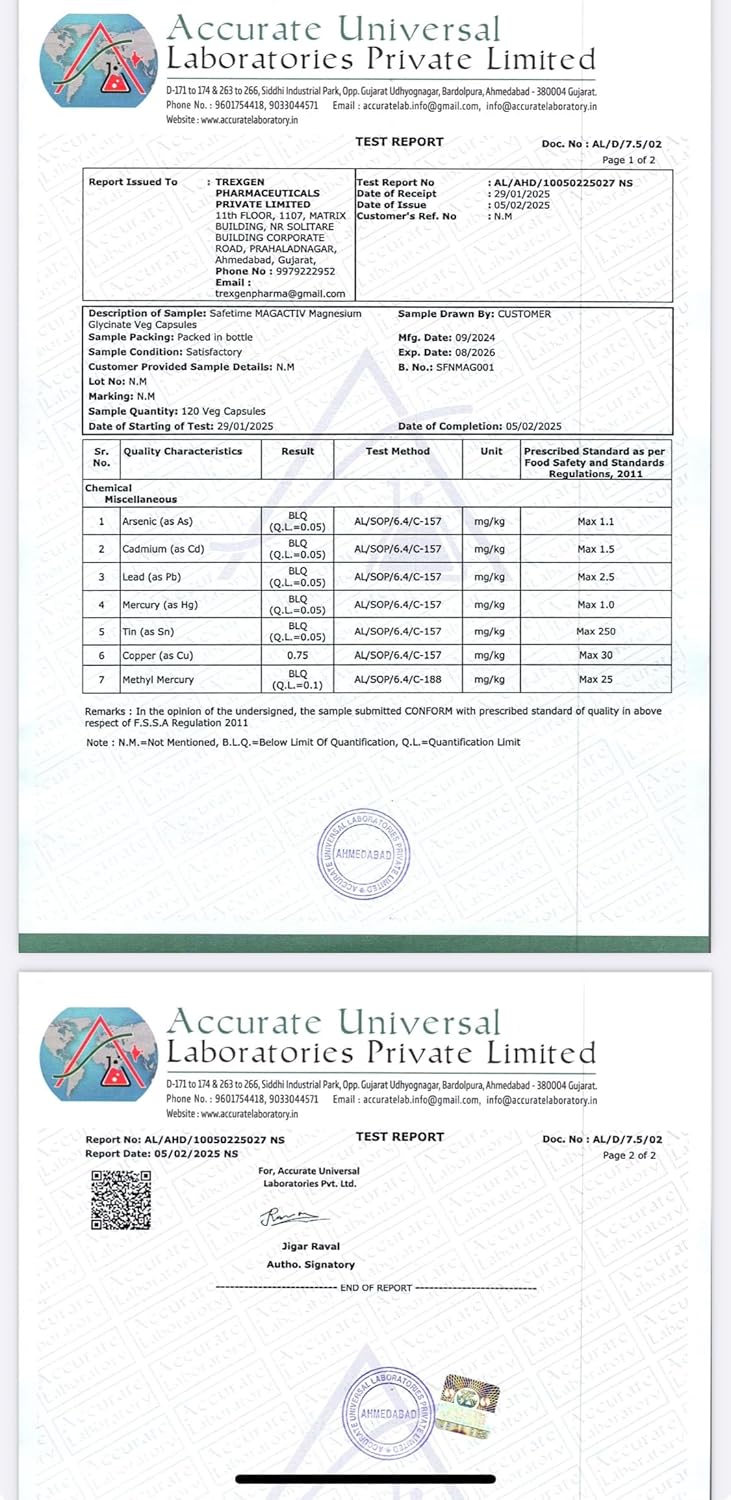 Two test report pages from Accurate Universal Laboratories Private Limited on a white background.