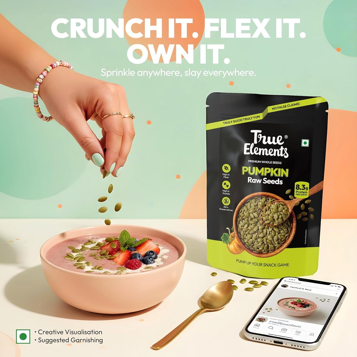 True Elements Pumpkin Seeds - Premium AAA Grade Raw Seeds for Eating | Immunity Booster Seeds | Diet Snacks | High in Protein