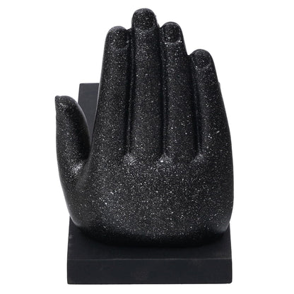 eCraftIndia Grey Golden Resin Palm Buddha Statue Tea Light Candle Holder | Lord Buddha Idol Tea Light Holder | Diwali Decoration Items for Home Decor | Buddha Showpiece Gift for Diwali Housewarming