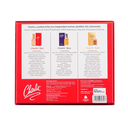 Revlon Charlie Gold EDT,Charlie Red EDT,Charlie Blue EDT Premium Long Lasting EDP Perfume |Parfum Gift Set 3 x 15 ml