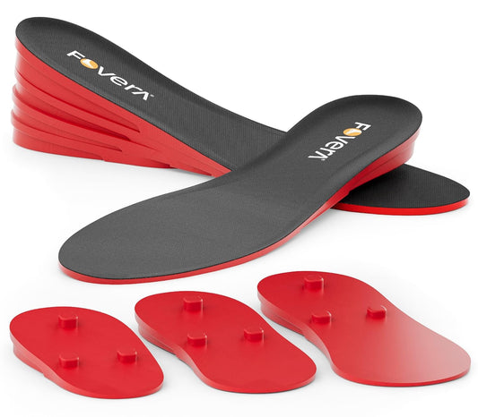 FOVERA Height Increasing Insoles - Gel Height Increase Insole for Shoe for Women - Heel Lift Shoe Pads with 4 Level of Height - Trim to Fit, Breathable Fabric (Regular: 5-9 UK, Pack of 1)