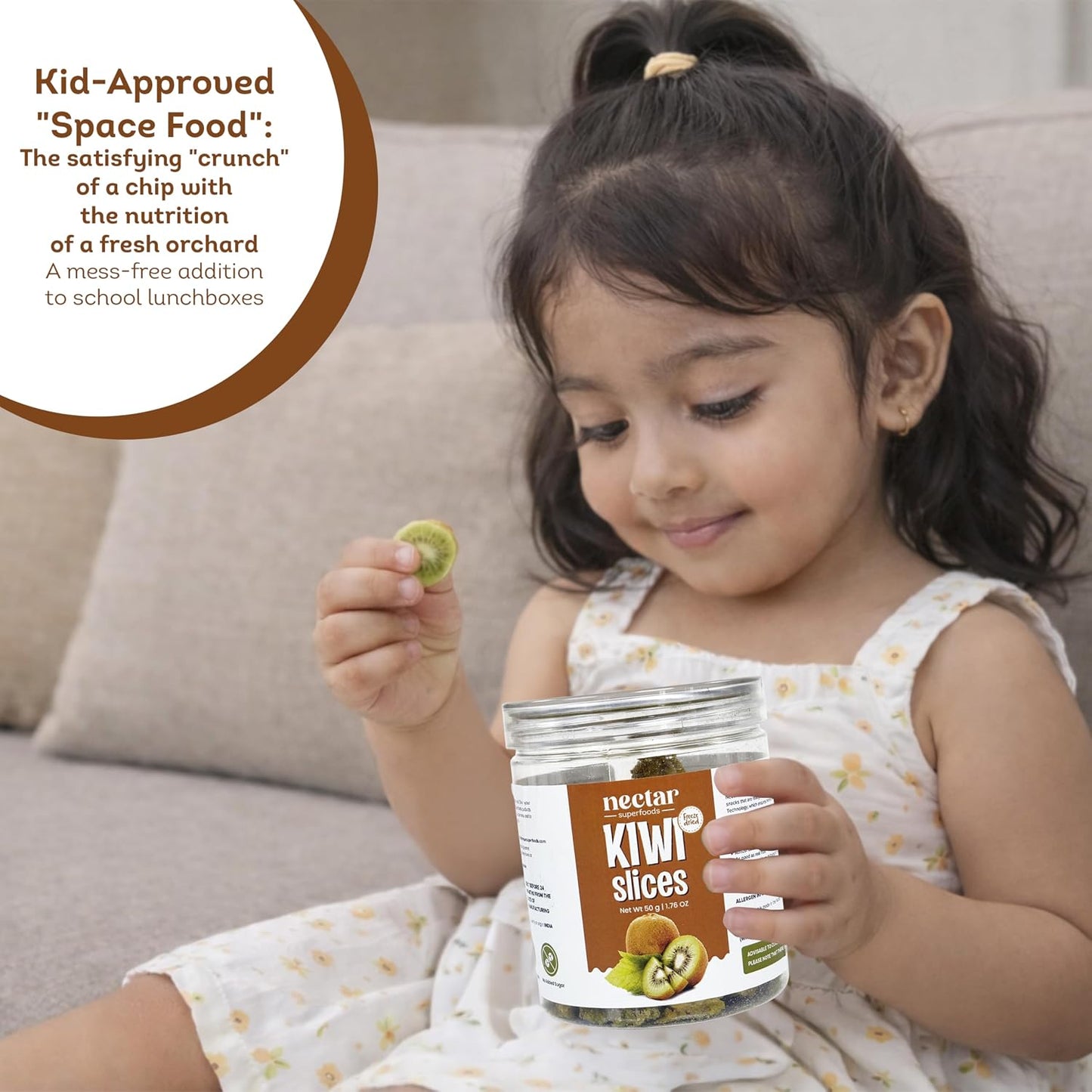 Nectar Superfoods Freeze Dried Kiwi slices- 50 grams Jar-Pack of 1 Nos | 100% Natural & Pure | No Preservatives, No Sugar Added, Vegan | Ideal for Cooking & Seasoning | Made in India