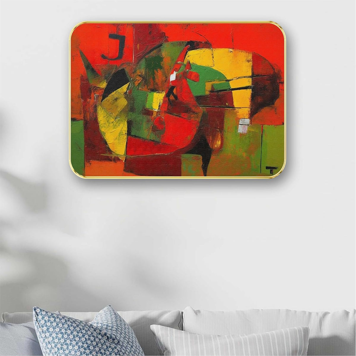 Abstract modern art Premium Sparkle Lamination Finished Surface Golden Slim Frame (13 x 19 Inch) For Home/Office/Hotel painting MG-614