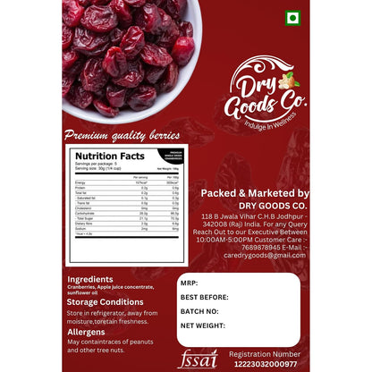 DRY GOODS CO. Dried Cranberries 200g | No Added Sugar | Dry Fruits