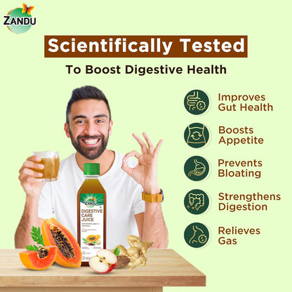 Zandu Digestive Care Juice, 500 ml, Enriched with Papaya, Triphala & Bael to improve Gut Health, Relieves Gas, Boosts Appetite, Scientifically Tested