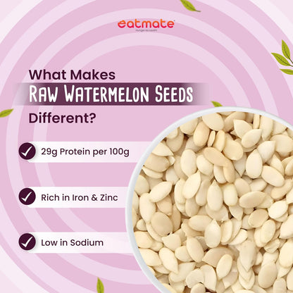 Eatmate Raw Watermelon Seeds 250g | Protein-Rich Superfood | Non-GMO Tarbuj Beej | Gluten-Free Magaj Seeds for Eating, Snacking, Baking, Salads and Trail Mix | Nutrient-Dense Antioxidant Source