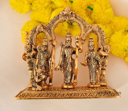 Metal Lord Ram Darbar Idol Showpiece Idols Ram Sita Laxman Hanuman Handmade Decorative for Home Decor & Office Decoration(20X18X10cm, Golden)