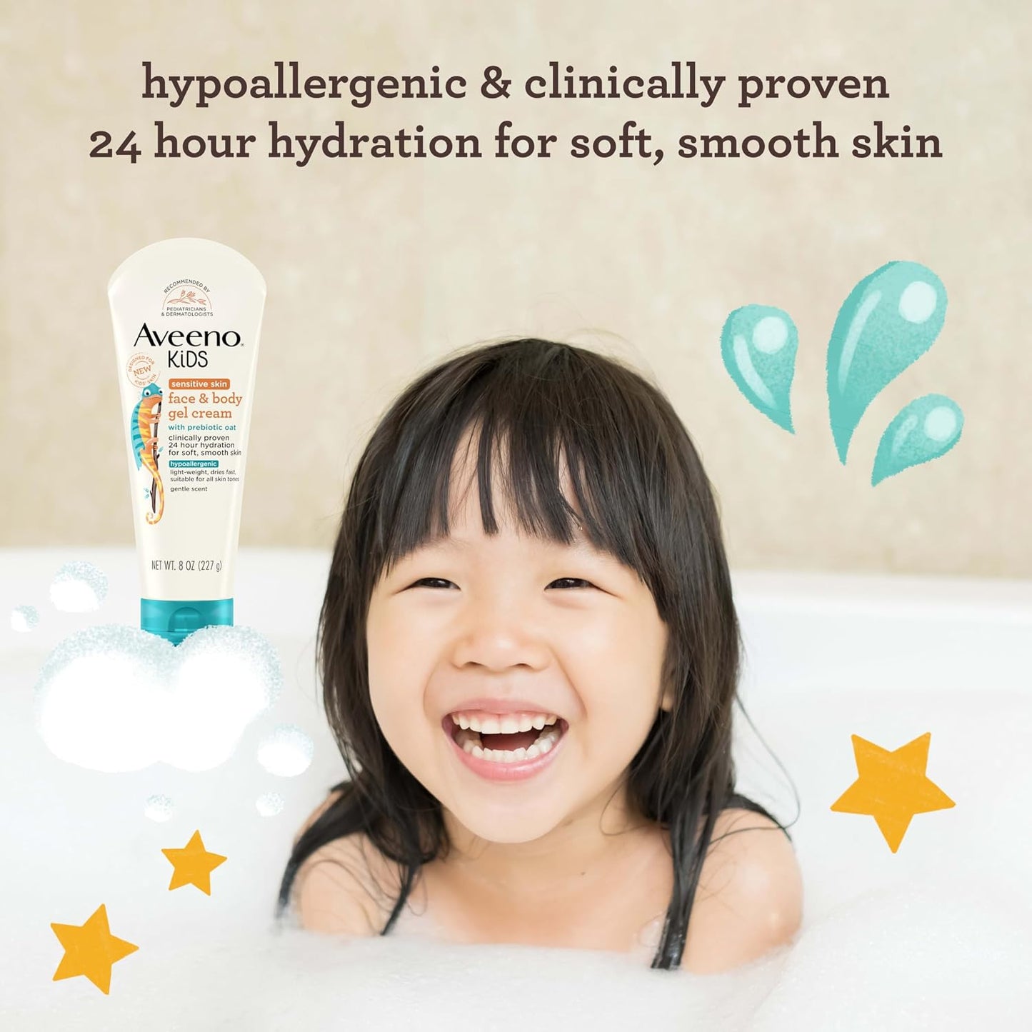 Aveeno Baby Sensitive Skin Face & Body Gel Cream For Kids, 227G