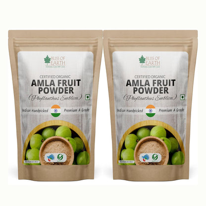 Bliss of Earth Amla Powder 453GM Organic For Eating Drinking & Hair Growth Pack of 2