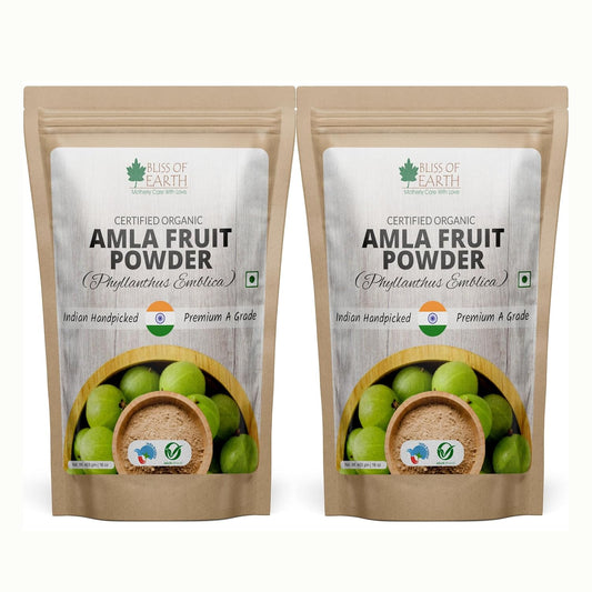 Bliss of Earth Amla Powder 453GM Organic For Eating Drinking & Hair Growth Pack of 2