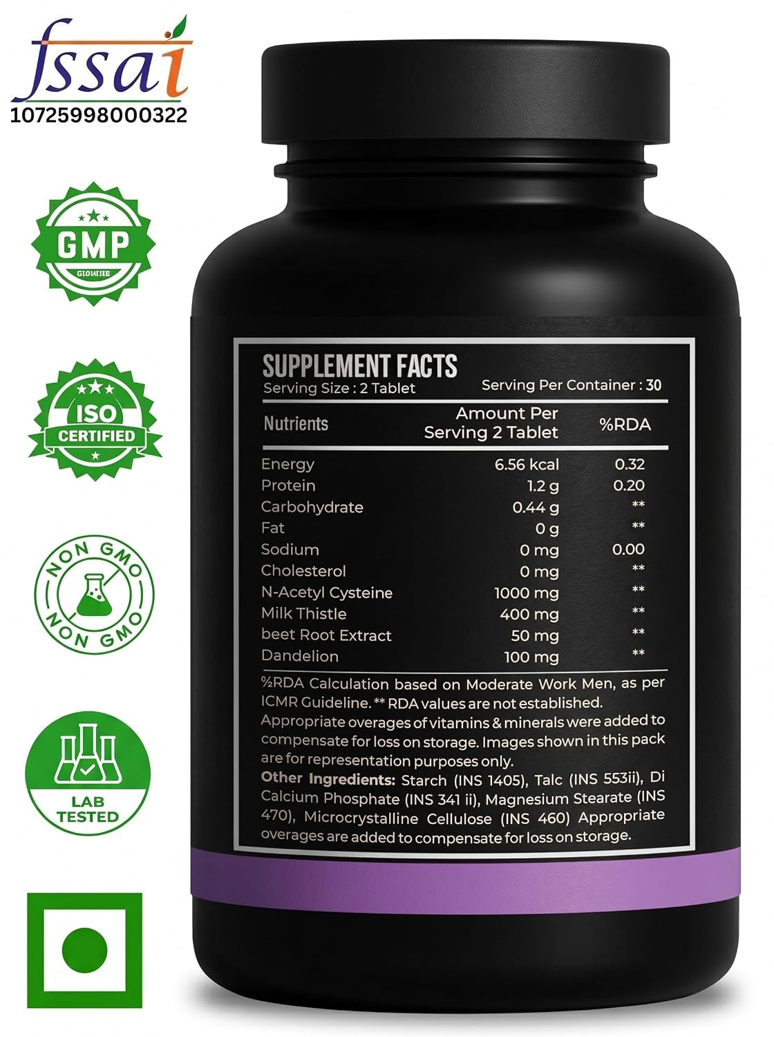 Nutrasium Liver & Lung Detox Supplemets | Milk Thistle- 400 mg | N-Acetyl Systeine 1000 mg | Dandelion & beet root For Support Lung & Liver Health | 60 Tablets (60 Tablets, Liver Detox)