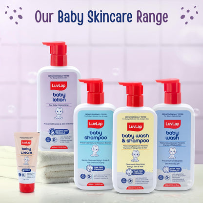 LuvLap Baby Lotion with Milk Protein - 400ml, Gentle Daily Lotion for Face & Body, 24 Hour Protection for Sensitive Skin, Ph 5.5, Shea Butter and VIT E, Paraben Free, Dermatologically Tested