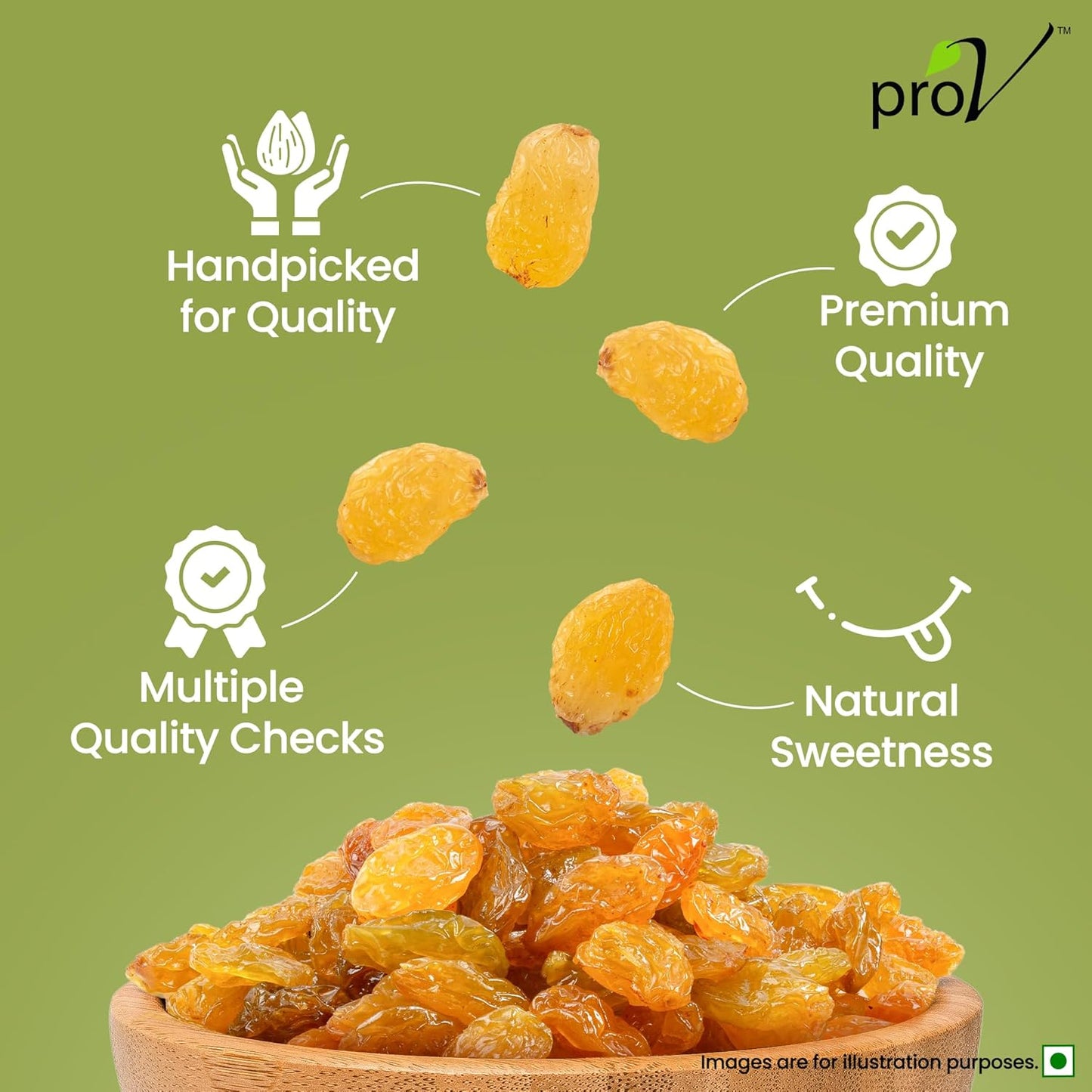 ProV Select - Indian Raisin 500 gm | Value Pack| Dryfruits- Indian Kishmish | Rich In Nutiritons| No added Preservatives | Rich In Iron| Healthy Sweet & Tasty [Packaging might Vary]