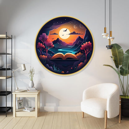 nature scenery Abstract modern art Premium Sparkle lamination Golden Slim Frame 50.8 cm x 50.8 cm Large Size, For Home/Office/Hotel painting GRL-31
