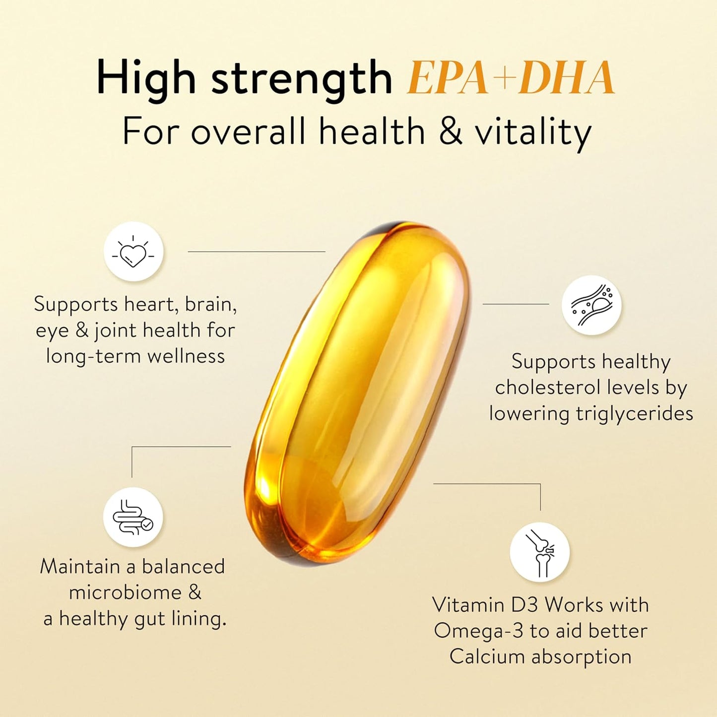 Happy Cultures 5X Omega 3 Fish Oil Capsules | 5X Strength 2600 Mg | 936 mg EPA & 624 mg DHA | No Fishy Burp | For Brain, Heart, & Joint Health | Lab Tested | Lemon Flavour- 60 Softgel for Men & women