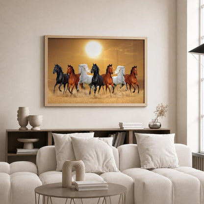 7 Horse Vastu Wall Painting (Landscape Collection) (Natural, Design 13, 13x19 Inch)