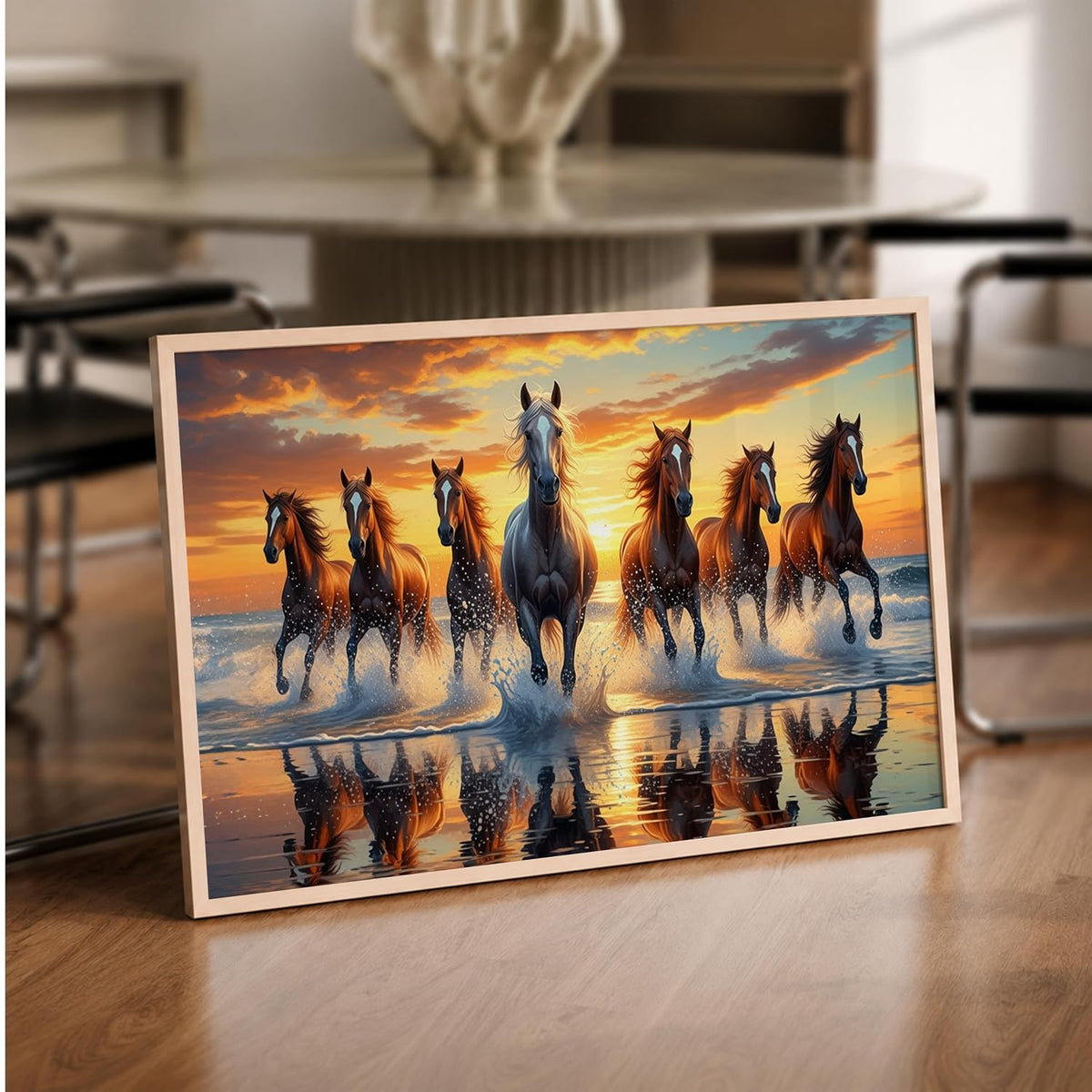 7 Horse Vastu Wall Painting (Landscape Collection) (Natural, Design 06, 13x19 Inch)
