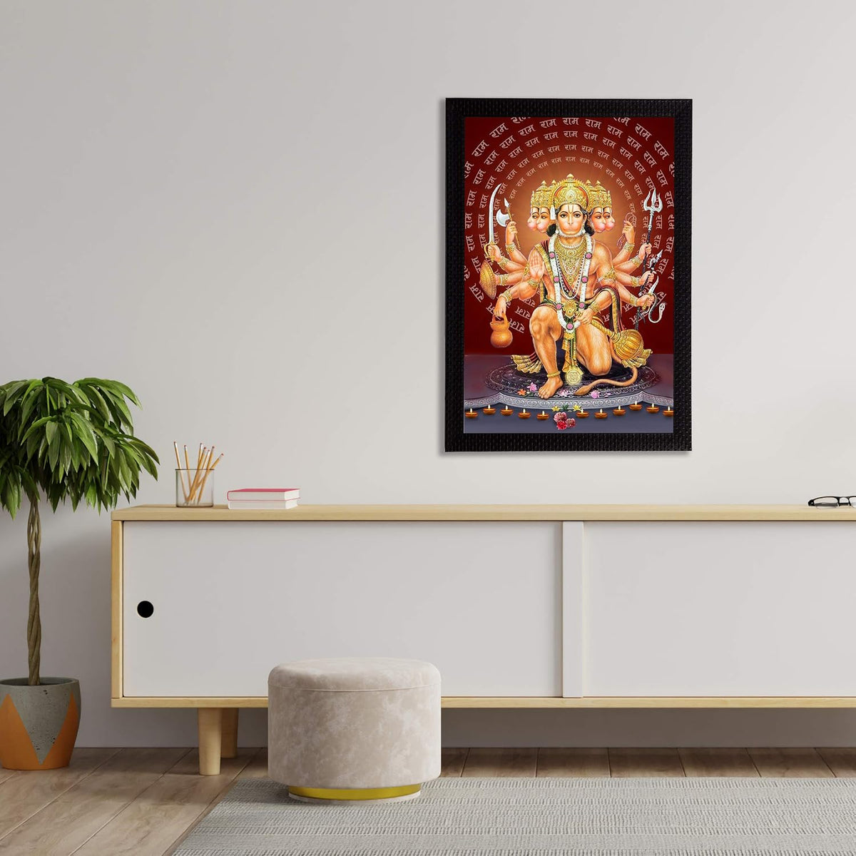 Lord Panchmukhi Hanuman Painting, Picture For Entrance, Main Door, South, South West Main Door Vastu Dosh Rectification Remedy Of Home, Office And Factory