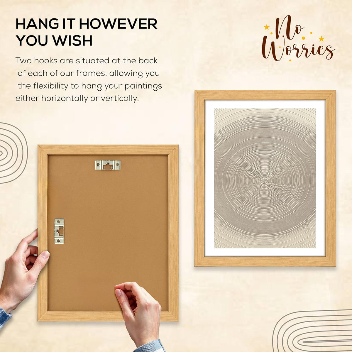 Modern Framed Illustration Wall Art Set of 2, Brown Synthetic Wood Frames, 10x13 Inch, 300 GSM Premium Poster Print for Living Room, Bedroom, Office & Cafe Decor