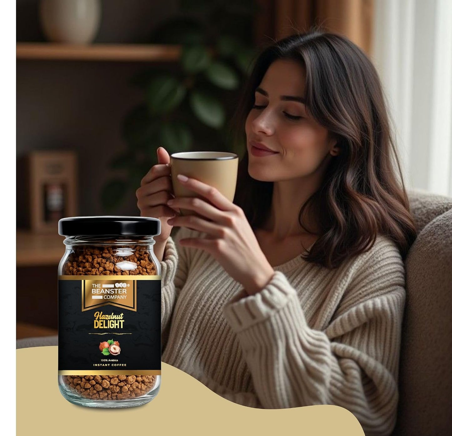 The Beanster Company 100% Arabica Hazelnut Delight Instant Coffee, 50g