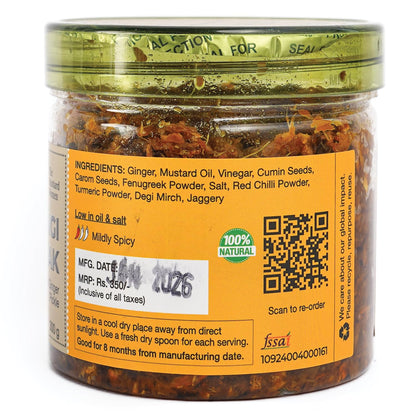 The Mustard Women Atrangi Adrak Pickle 300 g | Himachali Ginger Achar | Homemade Style Traditional Recipe | No Preservatives | Tangy & Mild Spicy Indian Pickle