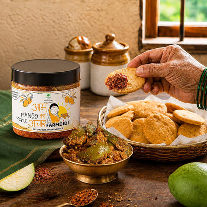 FarmDidi Mango Pickle Homemade Traditional Indian Achar Less Oil Aam Ka Achar Homemade Pickle In Fresh Dry Sukha Aam Ka Achaar Made With Organic Methods & Preservative Free