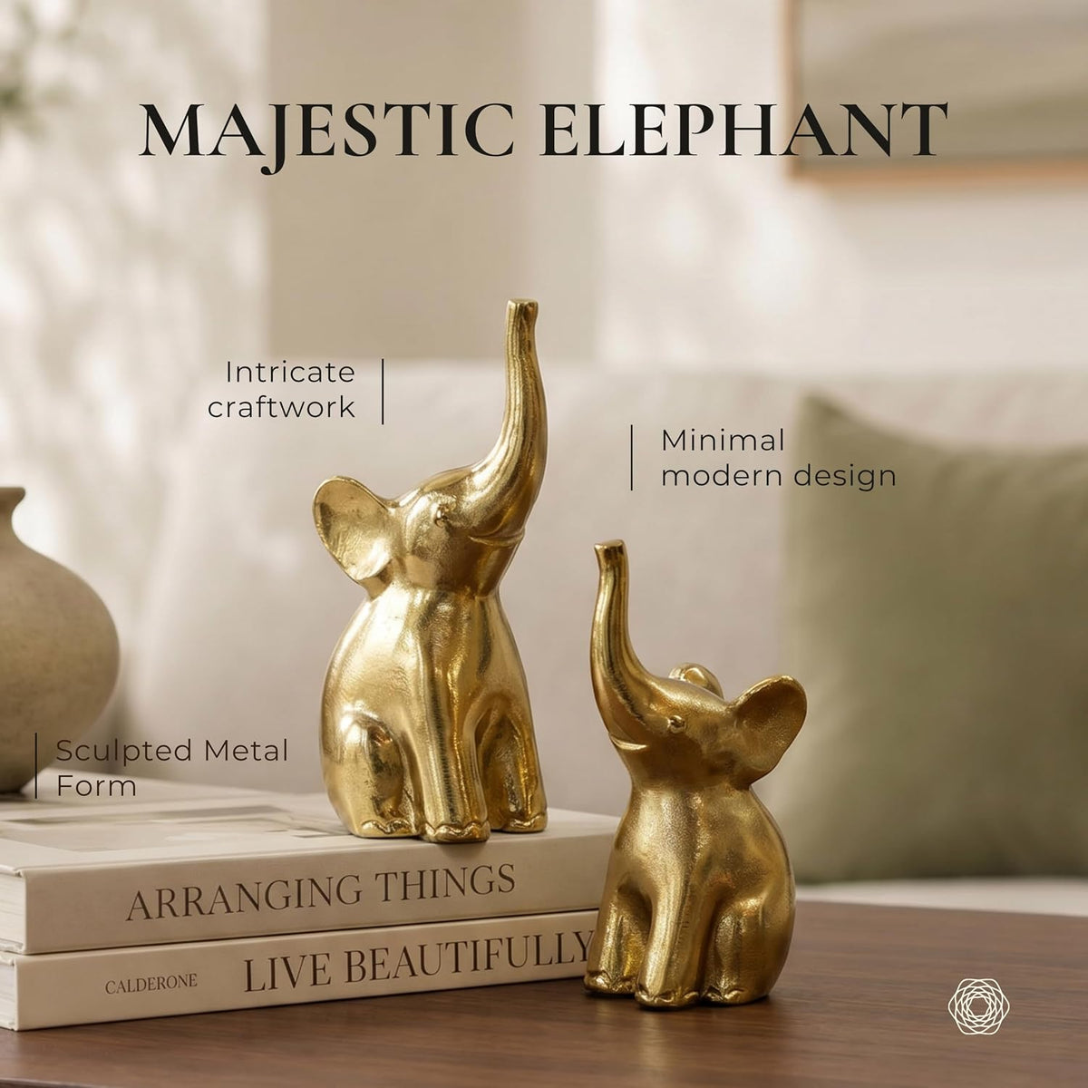 BEHOMA Metal Elephant Set of 2 Decorative