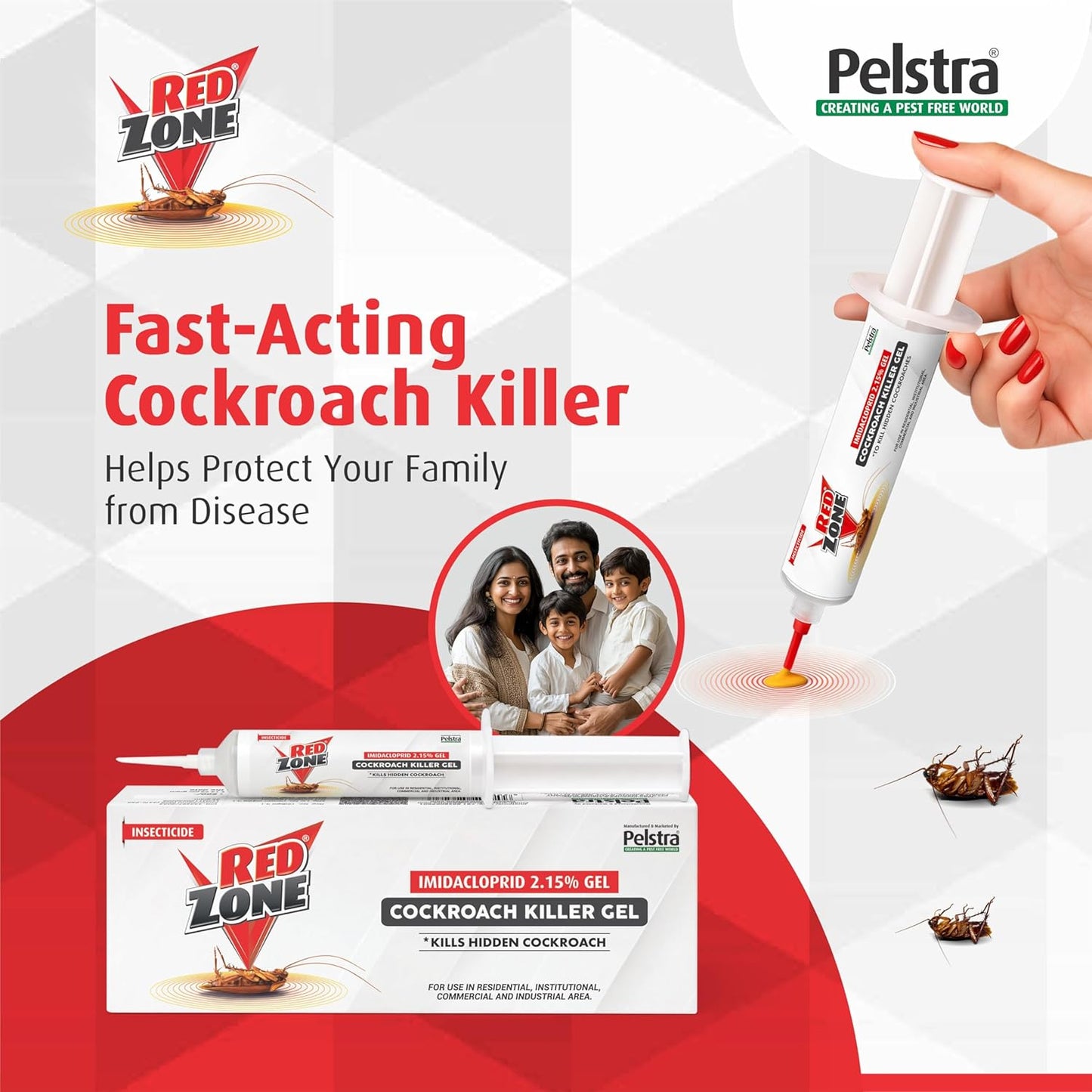 REDZONE Anti Roach Gel Cockroach Killer - Strong & Most Effective Long-Lasting Cockroach Gel for Home, Kitchen & Office, Eco-Friendly, Easy to Use, Fragrance Free, (35g, Pack of 1)