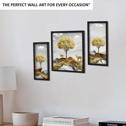Framed Art Painting For Home, Living Room, Hall | Traditional Paintings With Frame For Home Decor (Deer D3)