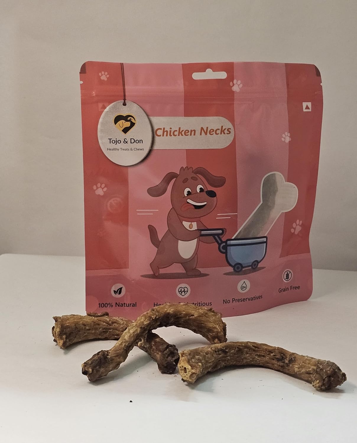 Tojo & Don Dehydrated Chicken Necks for Dogs, 200 g | Natural Chicken Dog Treats & Dental Chews | Single Ingredient | Grain-Free & Gluten-Free | Crunchy Treats for Puppies & Adult Dogs