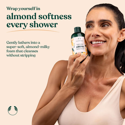 The Body Shop Almond Milk Soothing & Caring Shower Cream, 250 ML - Dry, Sensitive Skin | Cleanse, Help Soften & Comfort |Vegan