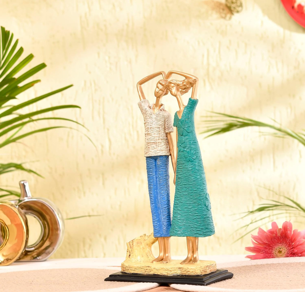 Graceful Dancing Couple Figurine | Resin Home Decor Accent | Unique Art Piece for Living Room, Dining Room, or Entryway | Elegant and Dynamic Design | Perfect Wedding