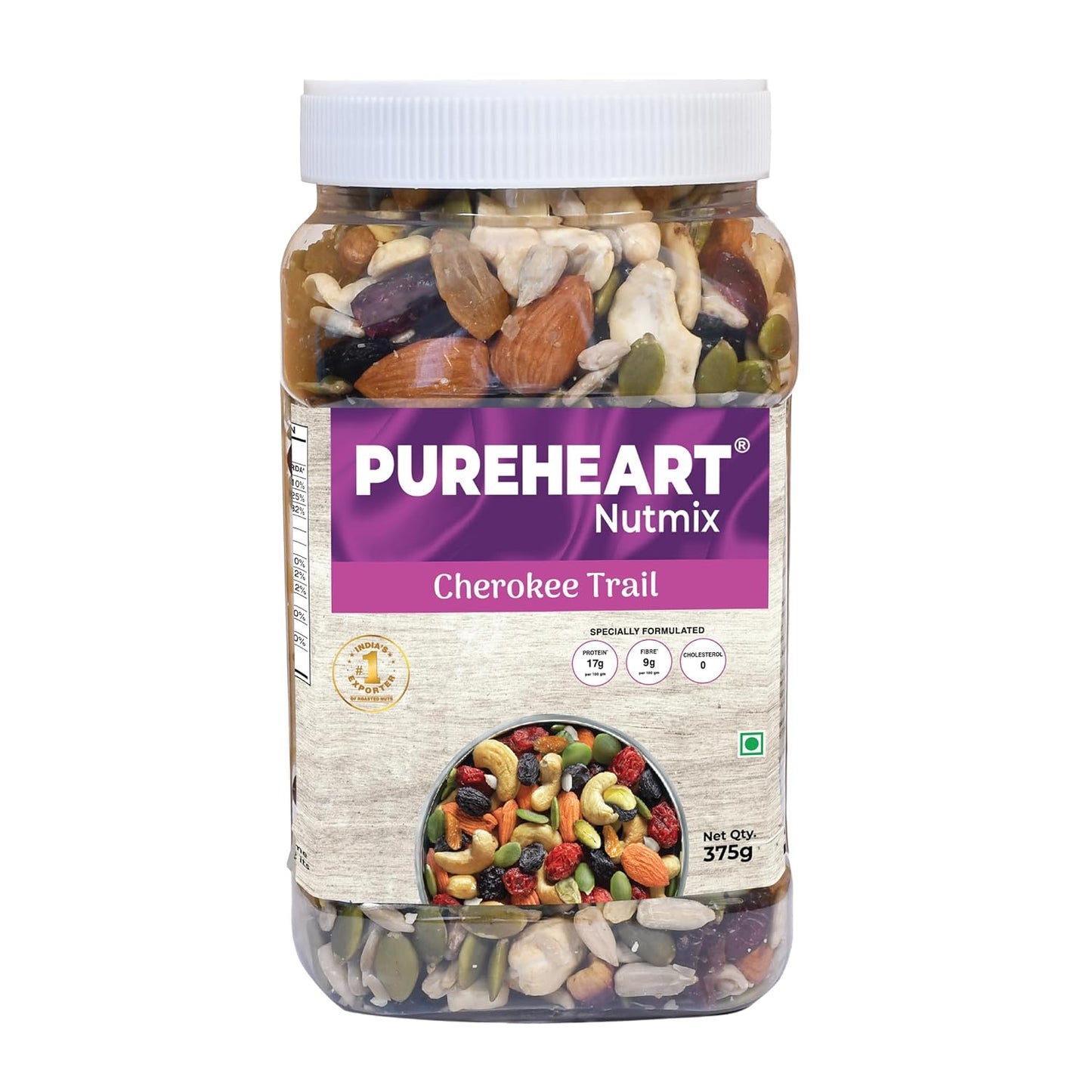 Pureheart Premium Trail Mix | An Eclectic Mix of 8 Healthy Superfoods Nuts- Cashews, Almonds, Pistachio | Dry Fruits - Cranberries, Raisins | Seeds - Pumpkin, Sunflower | Reusable Jar