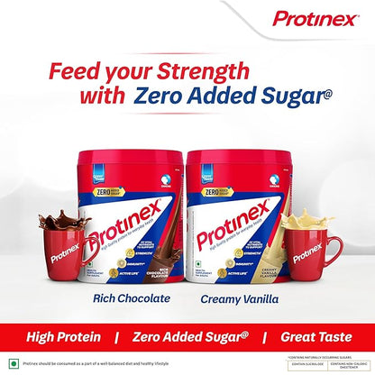 Protinex Creamy Vanilla, 400g | Get 40% daily protein requirement for strong muscles when prepared with 200ml milk | High Protein | Zero Added Sugar | Nutritional Drink for Men and Women