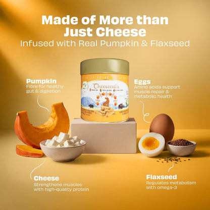 Pawfect Cheesecuits - Cheese Biscuits with Pumpkin, Flaxseeds & Eggs for Dogs- 100% Natural - Grain-Free - Hypoallergenic - Rich in Antioxidants - High-Protein Dog Training Treats (100g/3.53oz)